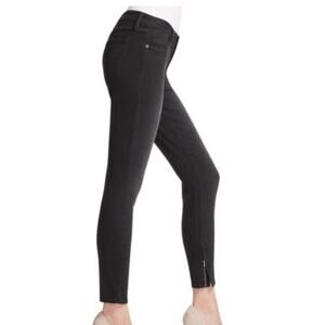 Pistola Skinny Jeans Ankle Zip Raw Hem High Waisted Black 26"